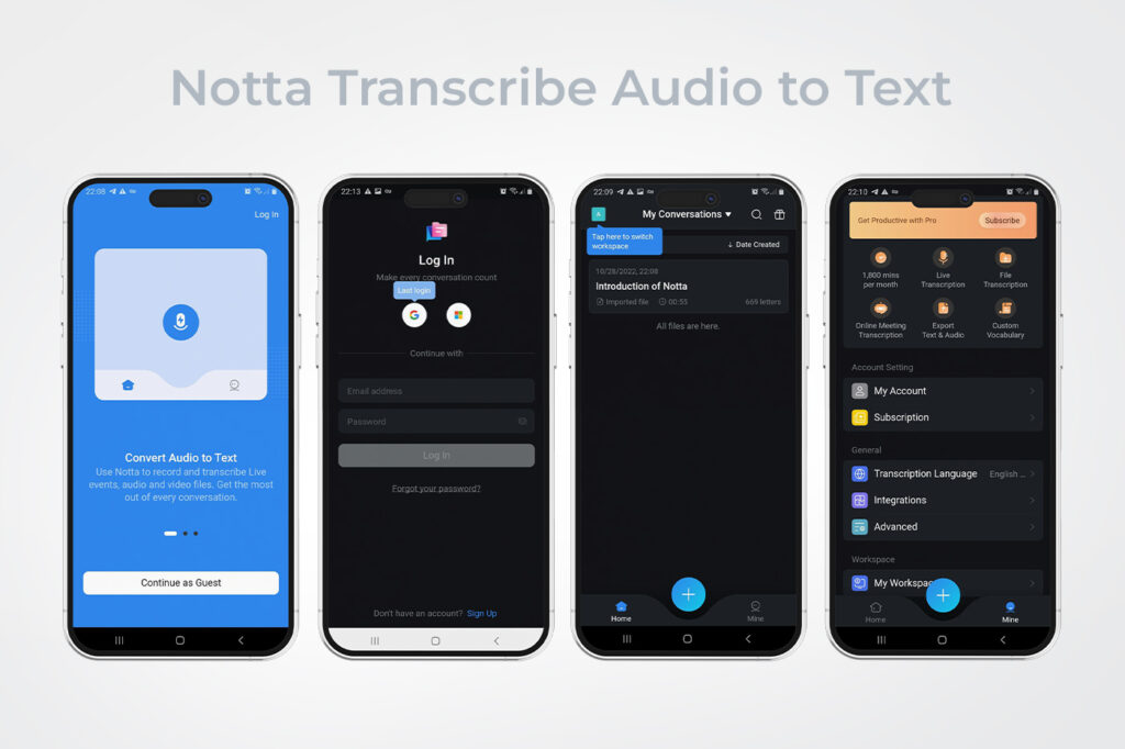 Приложение Notta Transcribe Audio to Text